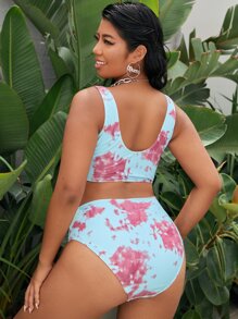 Plus Size Tie Dye Bikini Set Summer Beach - Multicolor - View 2