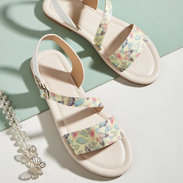 

Buckle Decor Butterfly Graphic Strappy Sandals, Multicolor