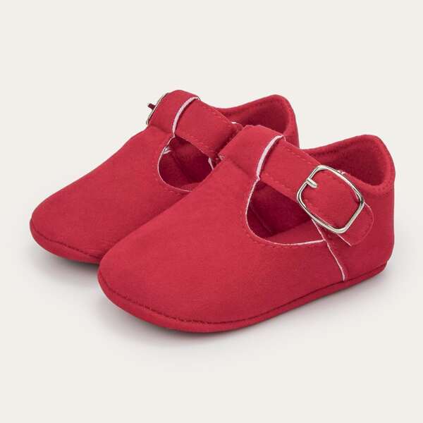 

Baby Girl Buckle Decor Flats, Red