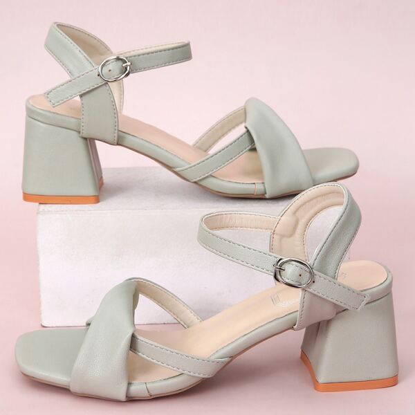 

Twist Chunky Heeled Sandals, Green