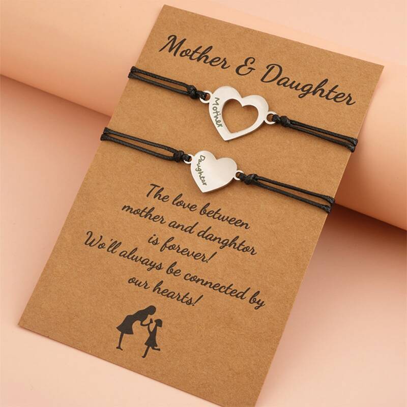 

2pcs Heart Rope Bracelet, Silver
