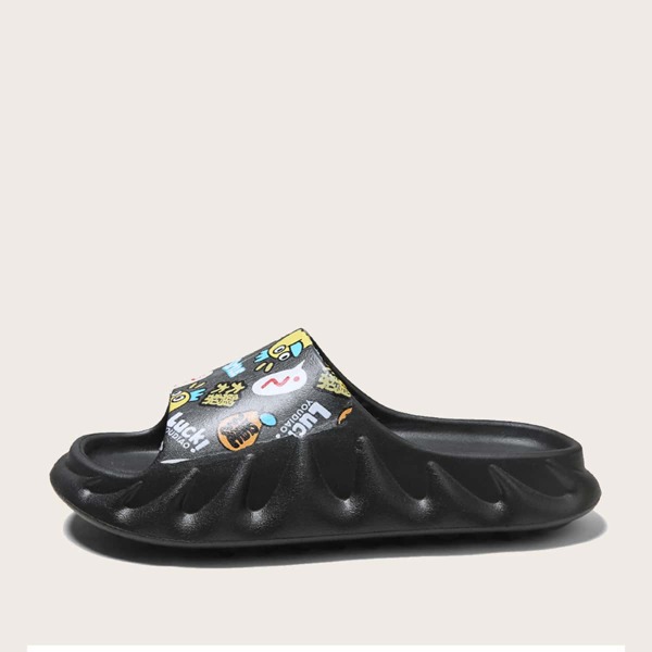 

Men Chinese Letter & Cartoon Graphic Slides, Black