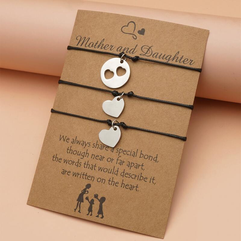 

3pcs Heart Rope Bracelet, Silver