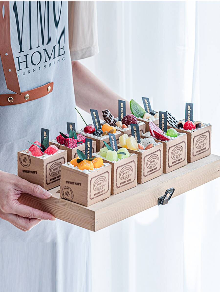 8 piezas caja de embalaje de papel kraft para cupcake - Caqui - Ver 1