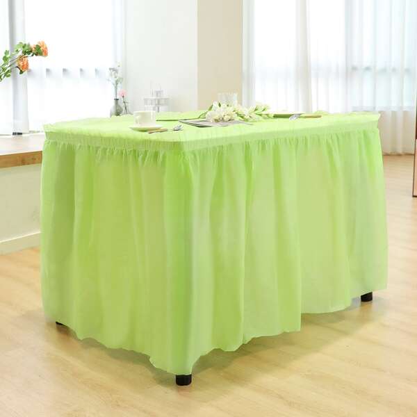 

1pc Solid Color Table Skirt, Green