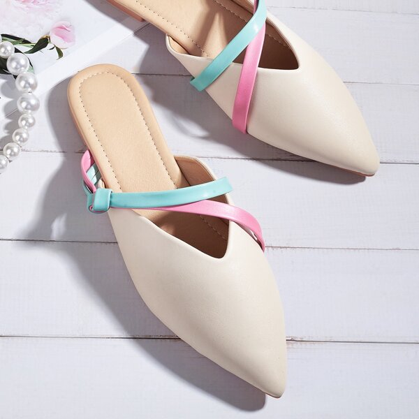

Knot Decor Flat Mules, Beige