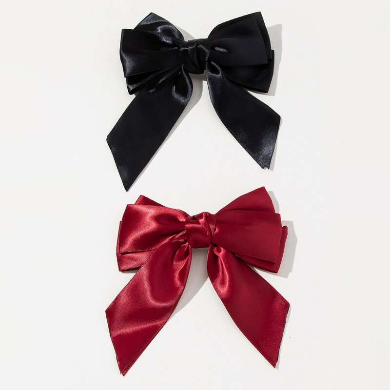 

2pcs Bow Decor Hair Clip, Multicolor