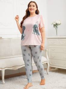 SHEIN Pijamas de Talla Grande Dibujos animados Dulce - Multicolor - Ver 1