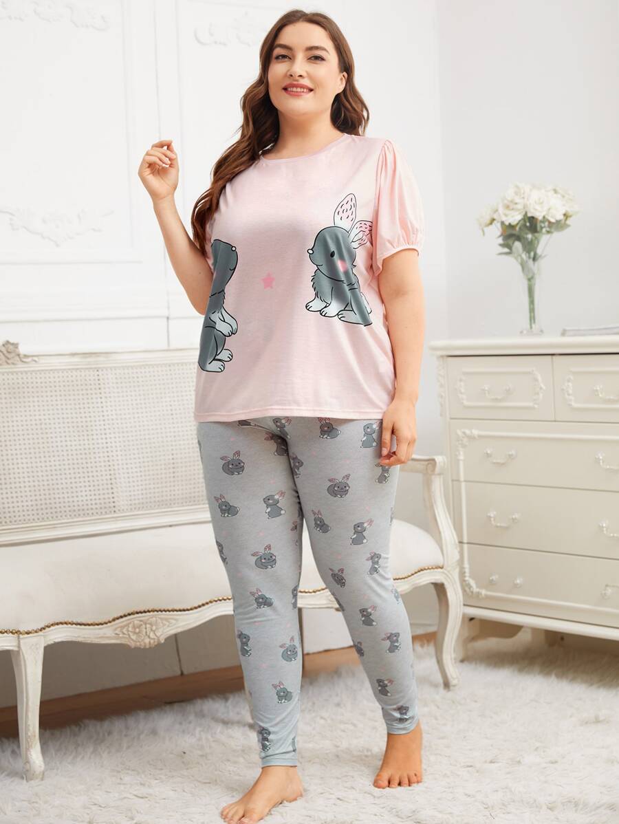 SHEIN Pijamas de Talla Grande Dibujos animados Dulce - Multicolor - Ver 1