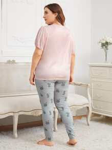 SHEIN Pijamas de Talla Grande Dibujos animados Dulce - Multicolor - Ver 2