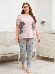 SHEIN Pijamas de Talla Grande Dibujos animados Dulce - Multicolor - Ver 3