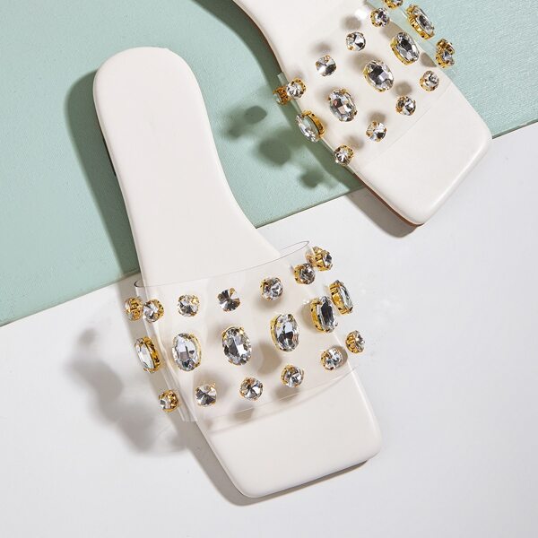 

Clear Gemstone Decor Slide Sandals