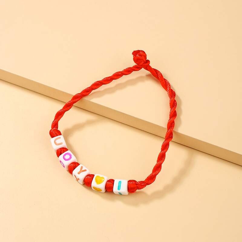 

1pc Letter Rope Bracelet, Red