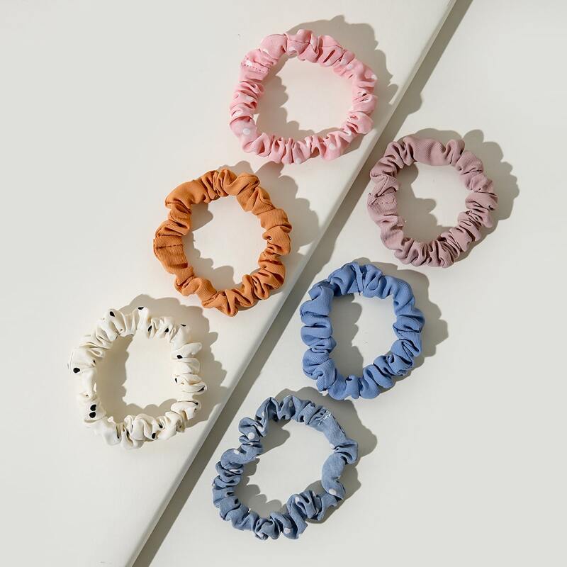 

6pcs Polka Dot Scrunchie, Multicolor