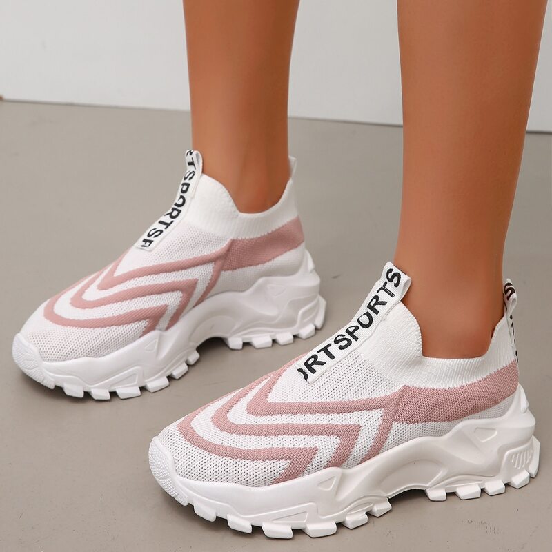 

Chevron Slip On Chunky Sneakers, Pink