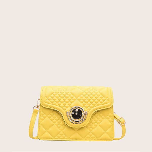 

Quilted Flap Shoulder Bag, Yellow