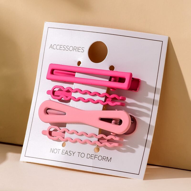 

4pcs Plain Hair Clip, Pink