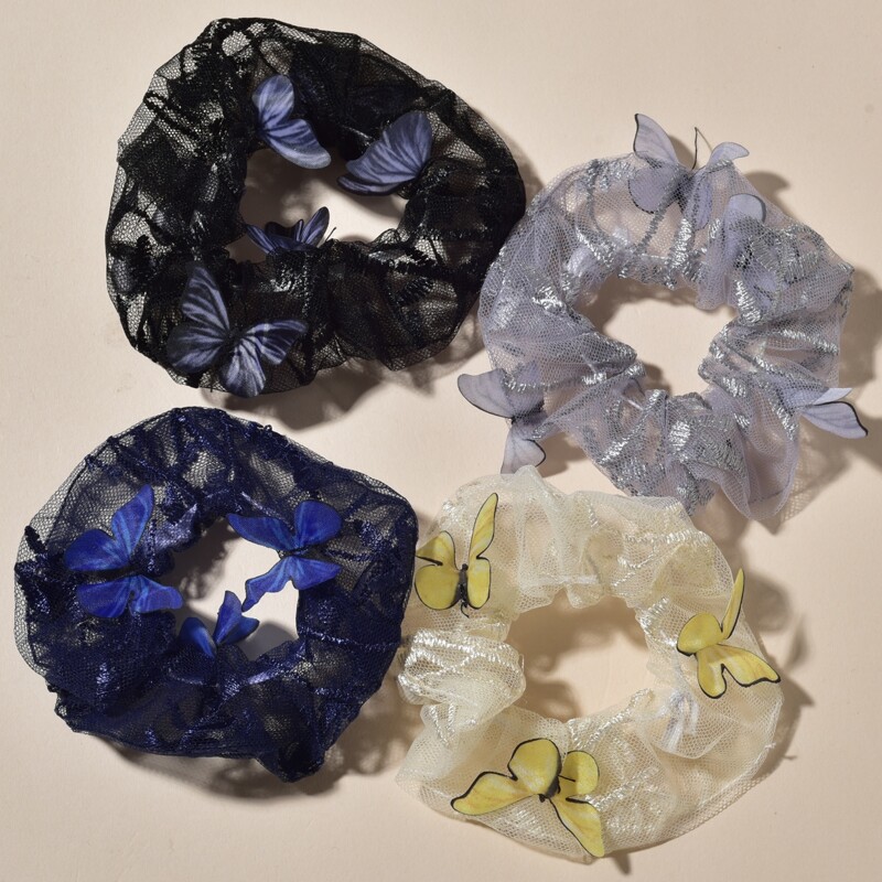 

4pcs Butterfly Scrunchie, Multicolor