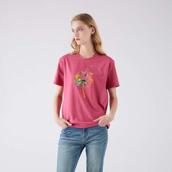

Растения Повседневный Футболки, Розовые