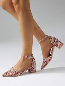 Tacones Tribal Tira Tobillera De moda - Rojo - Ver 1