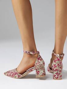 Tacones Tribal Tira Tobillera De moda - Rojo - Ver 4