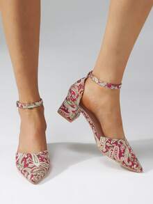 Tacones Tribal Tira Tobillera De moda - Rojo - Ver 5