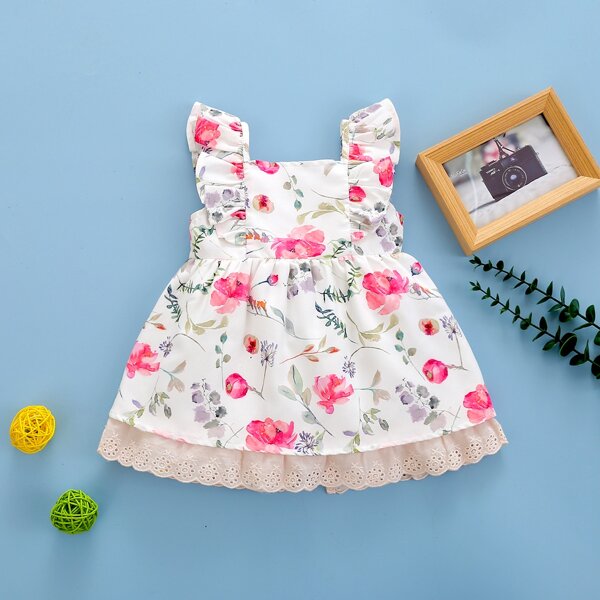 

Baby Girl Floral Print Schiffy Panel Dress, Multicolor