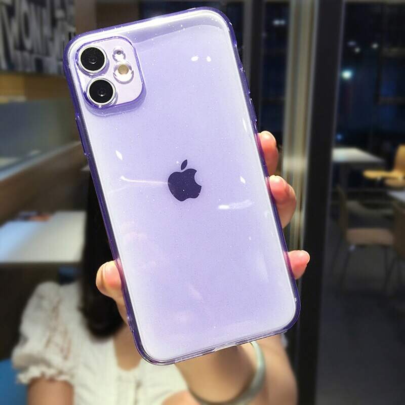 

Glitter Transparent iPhone Case, Lilac purple