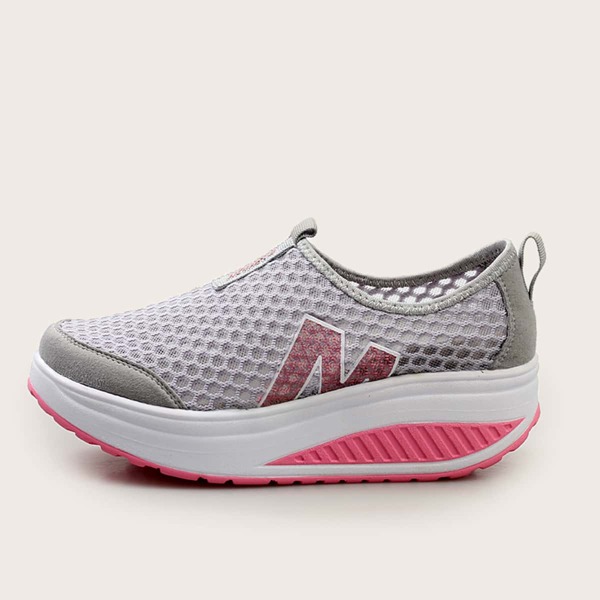 

Letter Graphic Mesh Panel Sneakers, Grey