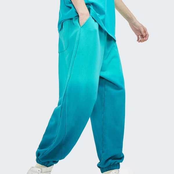 

Men Drawstring Waist Letter Patch Ombre Sweatpants, Blue
