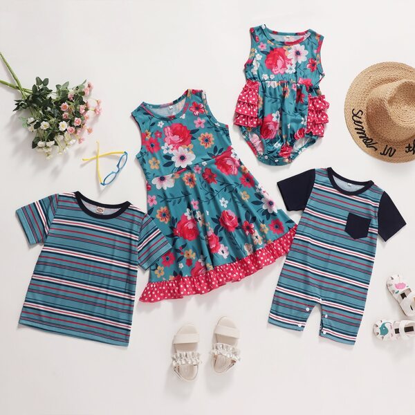 

Baby Girl Floral Print Tiered Layer Bodysuit, Multicolor