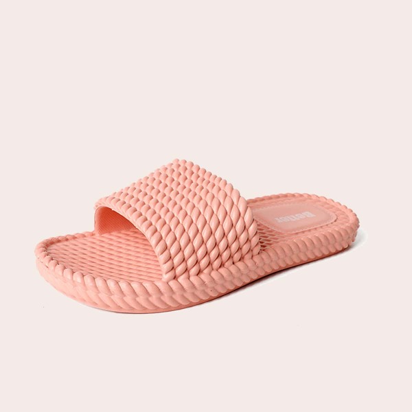 

Braided Design Flat Slides, Pink