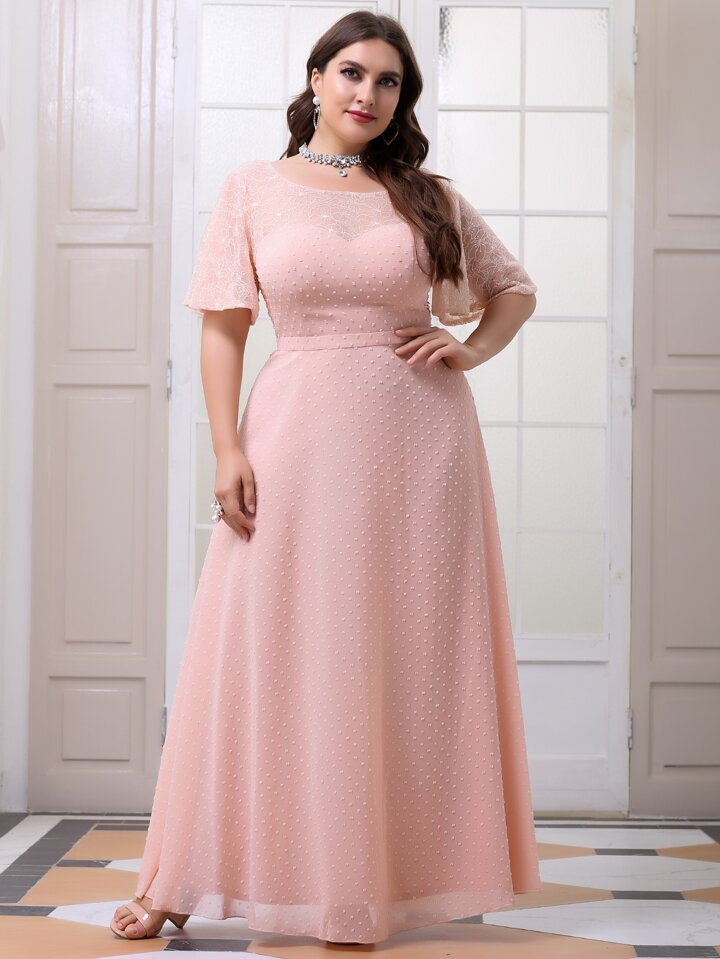 Our Plus Chiffon Swiss Dot Butterfly Sleeve Dress is such a vibe