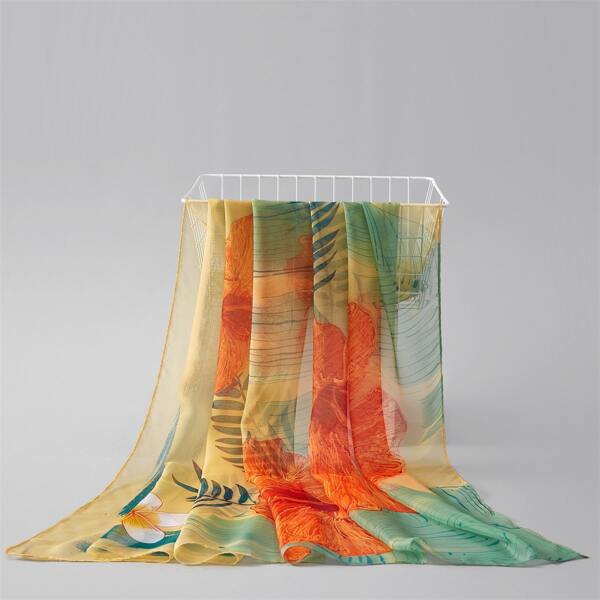 

Leaf Print Scarf, Multicolor
