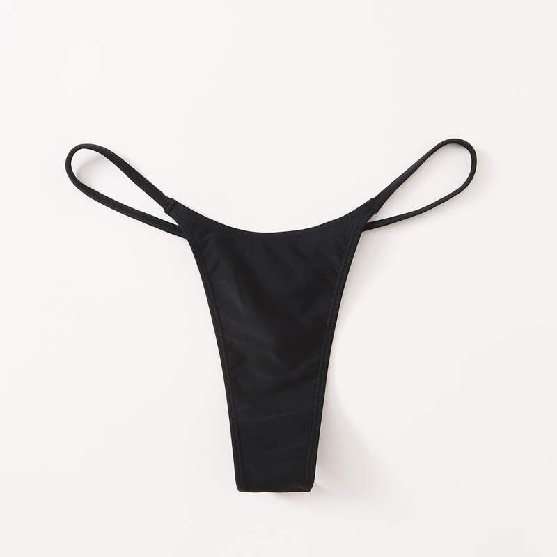 

Solid Thong Bikini Panty, Black