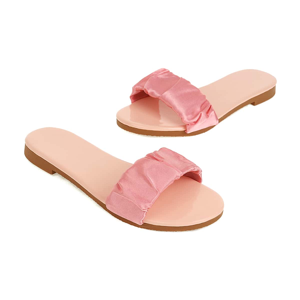 

Minimalist Satin Slide Sandals, Pink