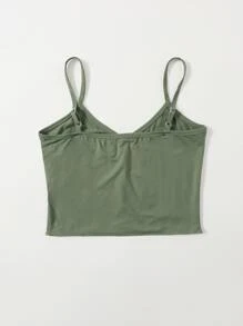 SHEIN ICON 90年代蝴蝶圖案吊帶短上衣 - 軍綠色 - 查看 2