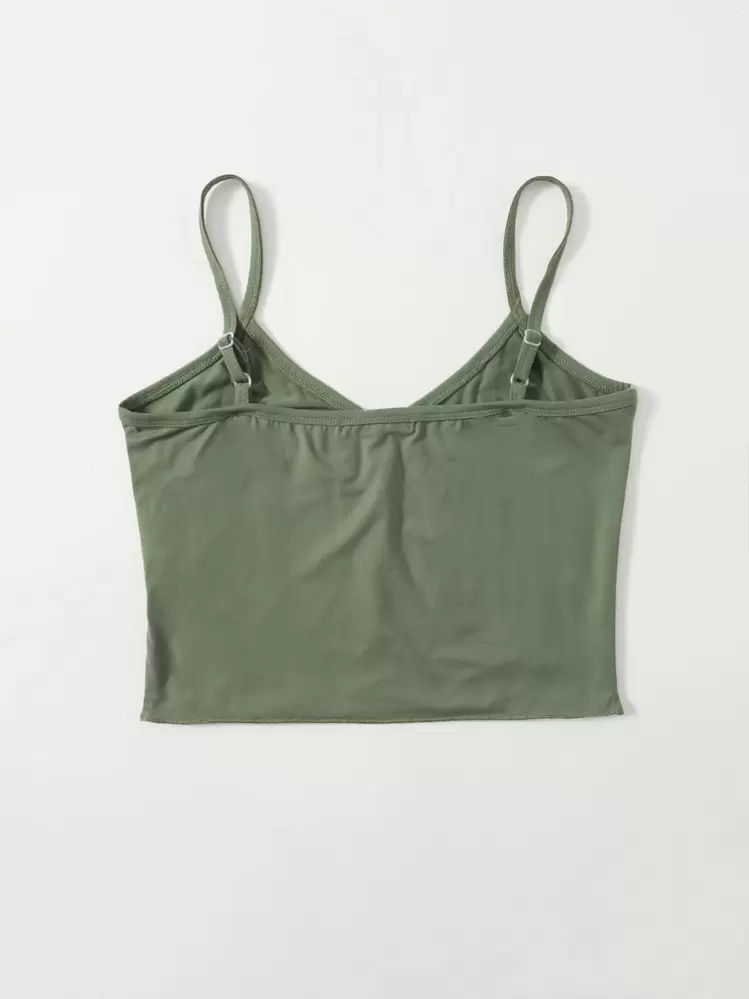 SHEIN ICON 90s Butterfly Print Crop Cami Top - Army Green - View 2