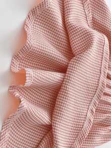 Toddler Girls Contrast Collar Pearls Button Jacket With Skirt - Red - View 3