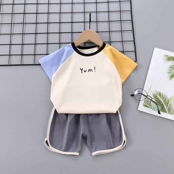 

Toddler Boys Colorblock Letter Graphic Tee & Dolphin Shorts, Multicolor