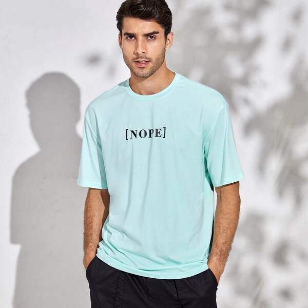 

Men Letter Graphic Tee, Mint green
