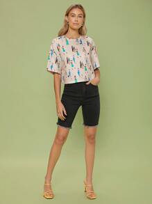 Penelope Ping Drop Shoulder Figure Graphic Tee - Multicolor - View 3