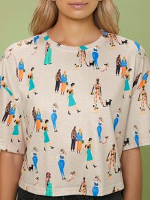 Penelope Ping Drop Shoulder Figure Graphic Tee - Multicolor - View 5