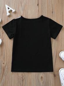 SHEIN Toddler Boys Lion Print Tee - Black - View 2