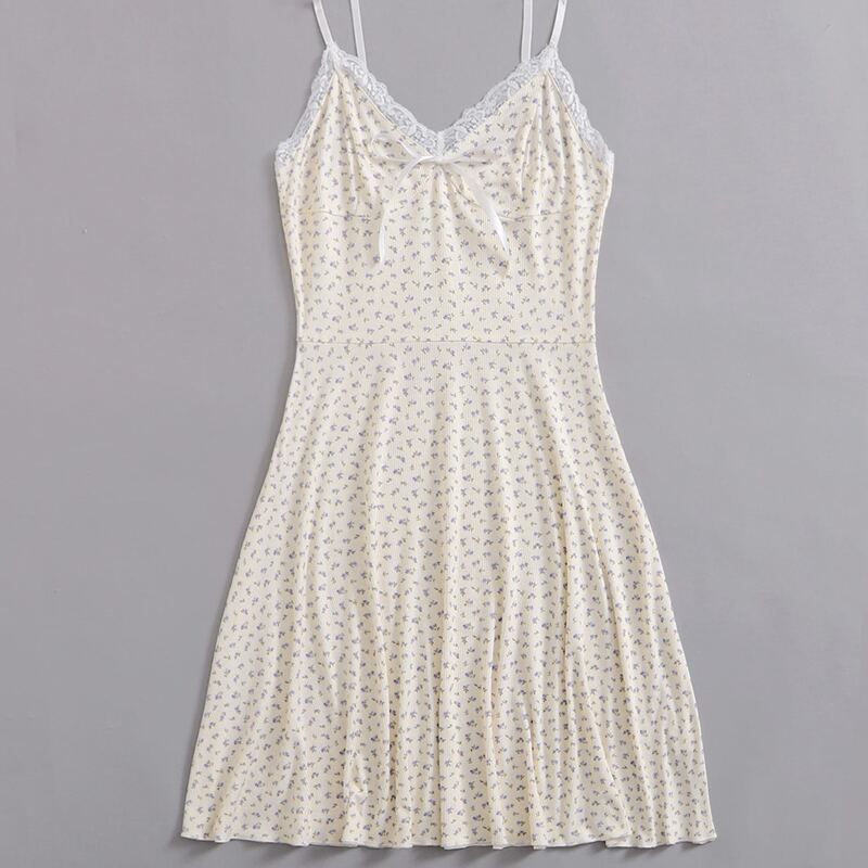 

Ditsy Floral Lace Trim Cami Dress, Beige