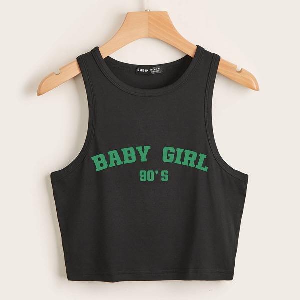 

Letter Graphic Tank Top, Black