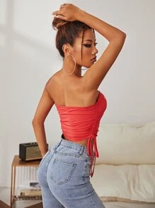 Áo nữ Dây kéo Lá thư Giải trí - Đỏ - Xem 2