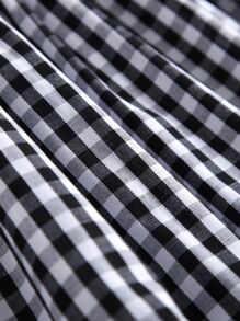 SHEIN Toddler Girls Gingham Print Ruffle Hem Square Neck A-line Dress - Black and White - View 3