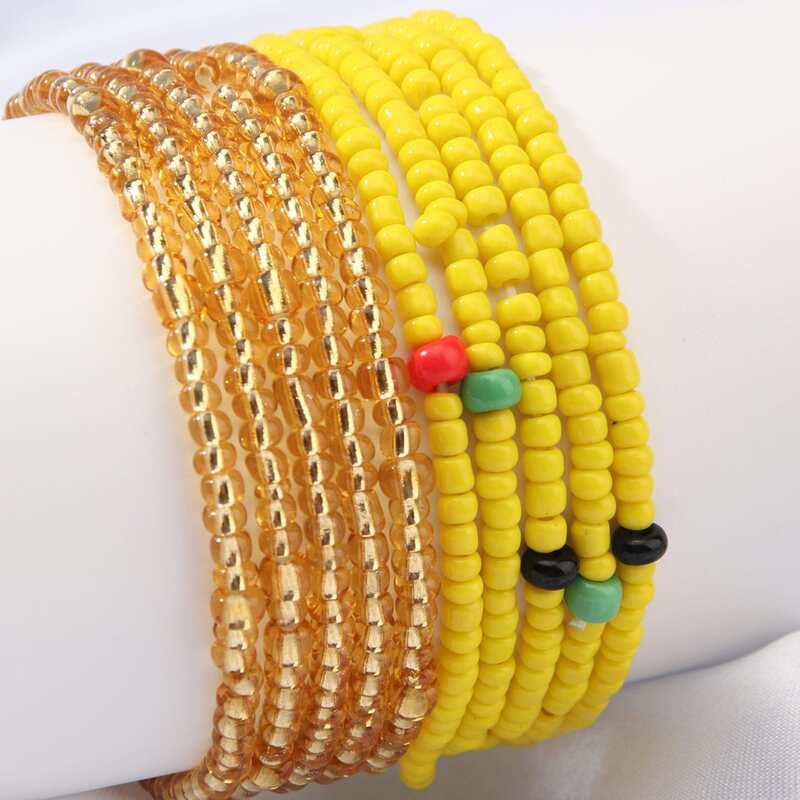 

2pcs Beaded Layered Anklet, Multicolor