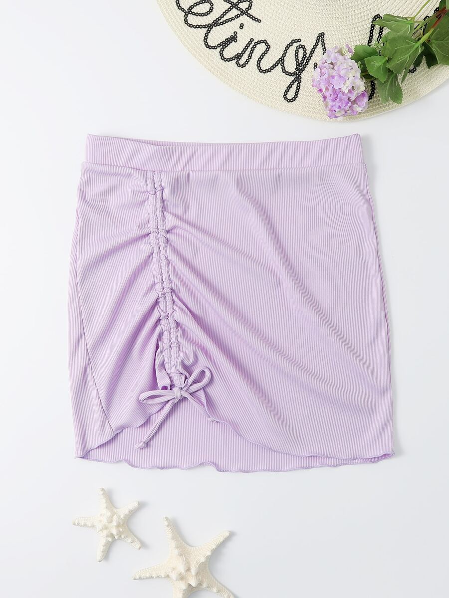 Falda cubre todo con cordón a la altura de las costillas, para las vacaciones de verano - Lila Púrpura - Ver 1